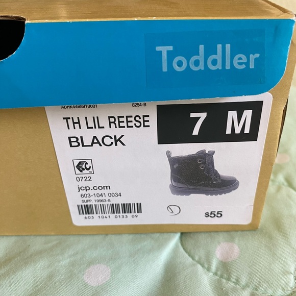 NWT Black Little Reese Glittery Girls Boots size 7 - Picture 6 of 14